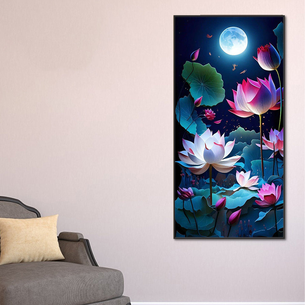 Moon Lotus - Full Round Drill Diamond Painting 40*80CM