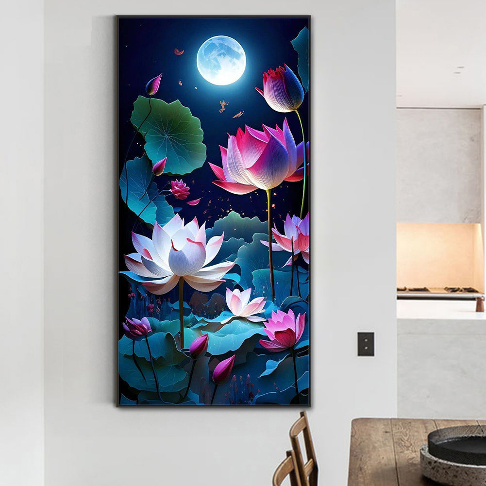 Moon Lotus - Full Round Drill Diamond Painting 40*80CM