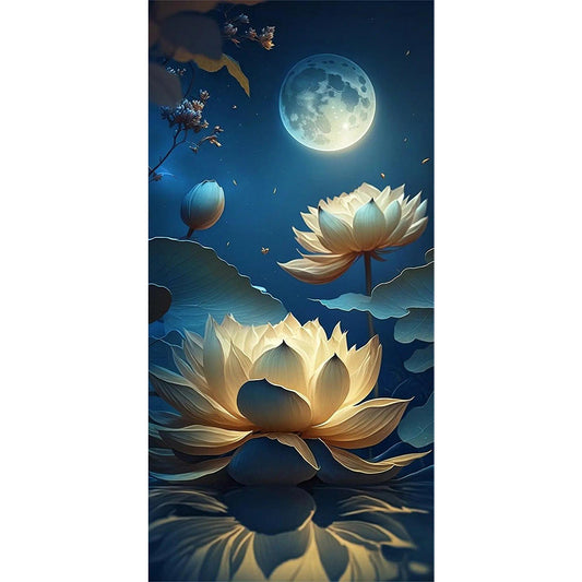 Moon Lotus - Full Round Drill Diamond Painting 40*80CM