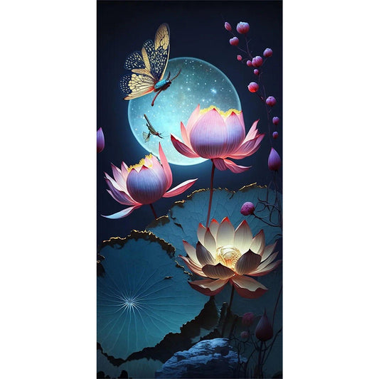 Moon Lotus - Full Round Drill Diamond Painting 40*80CM