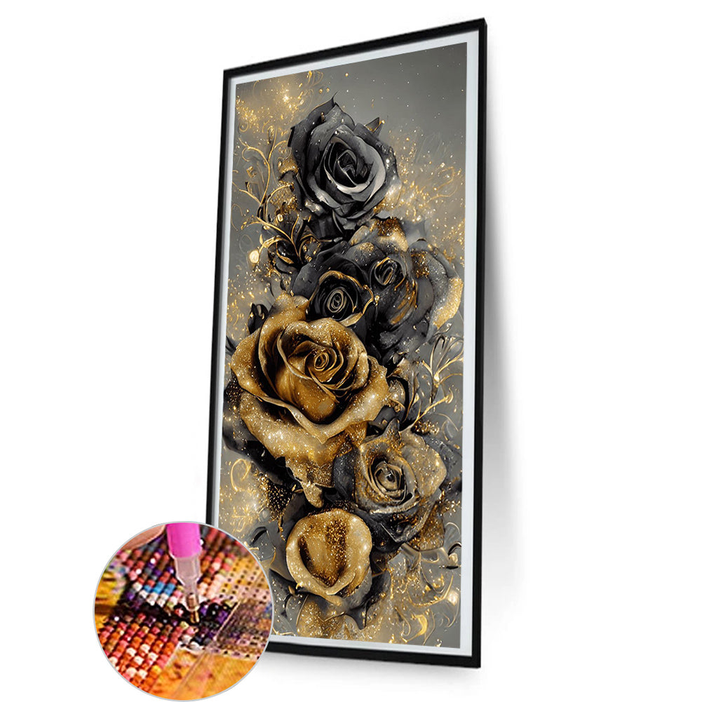 Black Gold Art Bouquet - Full Round Drill Diamond Painting 40*80CM