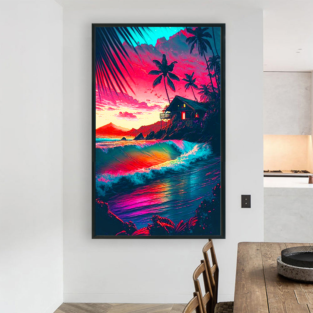 Sunset Seaside Scenery - Full Round Drill Diamond Painting 60*100CM