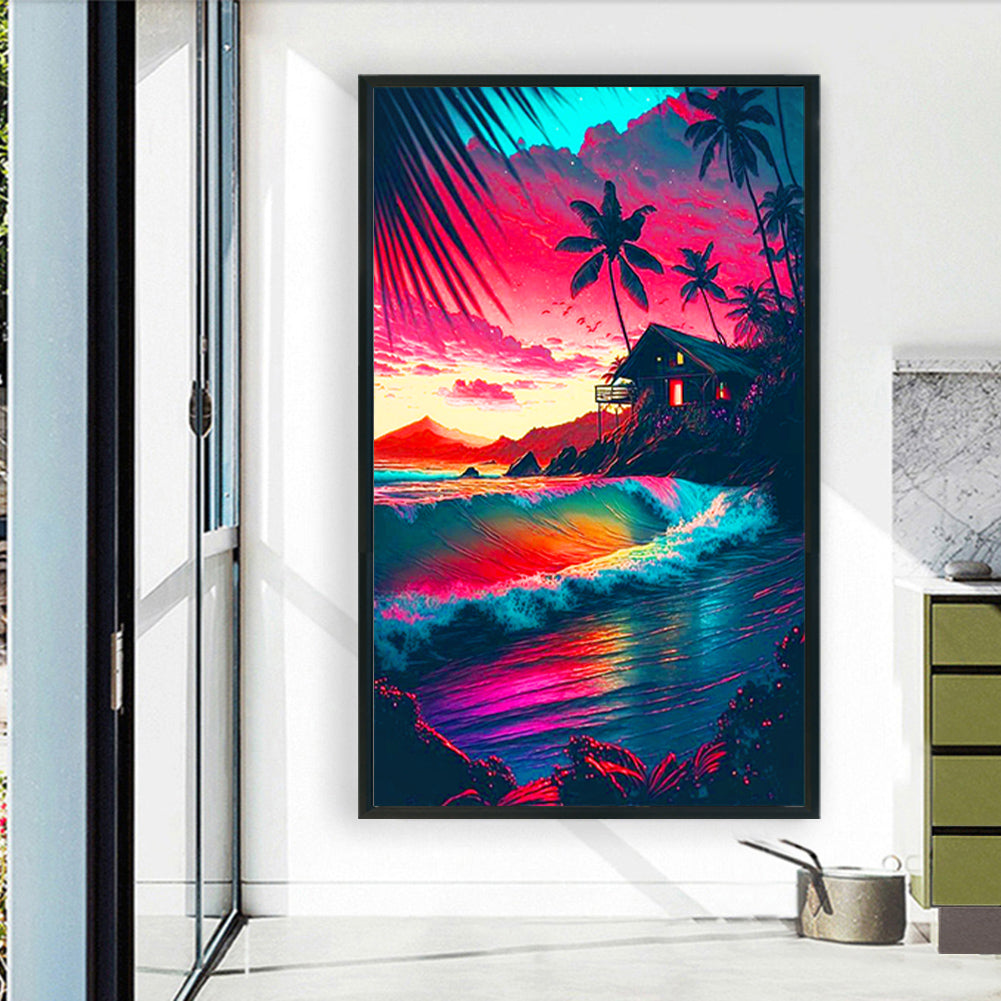 Sunset Seaside Scenery - Full Round Drill Diamond Painting 60*100CM