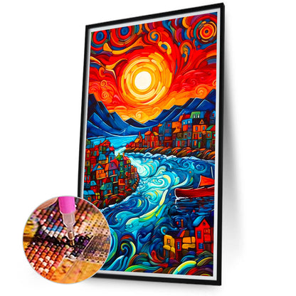 Stream Mountains - Full Round Drill Diamond Painting 40*70CM