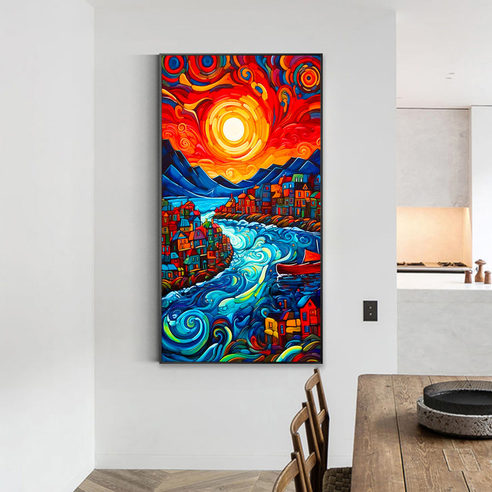 Stream Mountains - Full Round Drill Diamond Painting 40*70CM