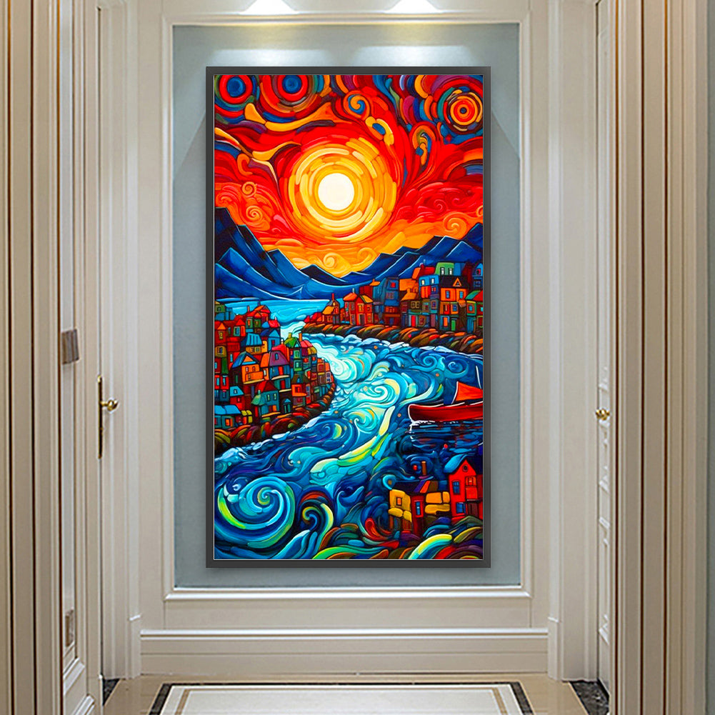 Stream Mountains - Full Round Drill Diamond Painting 40*70CM