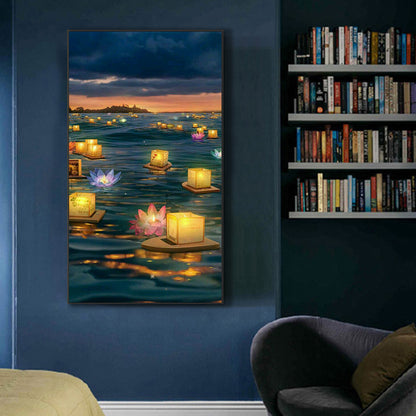 Lotus Lamp - Full Round Drill Diamond Painting 45*80CM