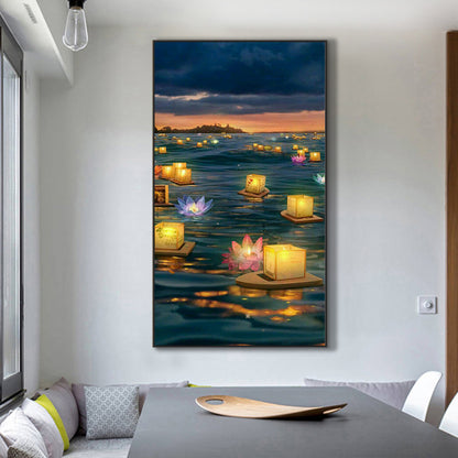 Lotus Lamp - Full Round Drill Diamond Painting 45*80CM