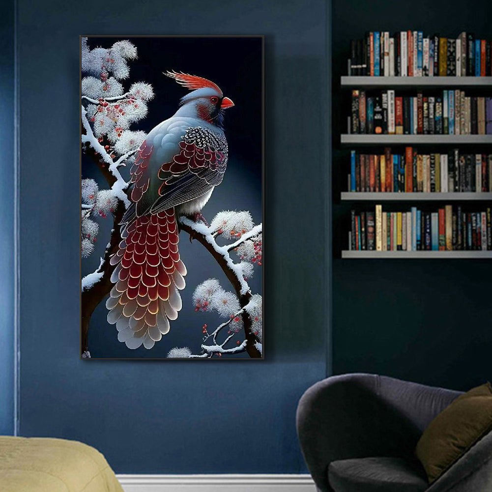 Snow Branch Sparrow - Full Round Drill Diamond Painting 45*80CM