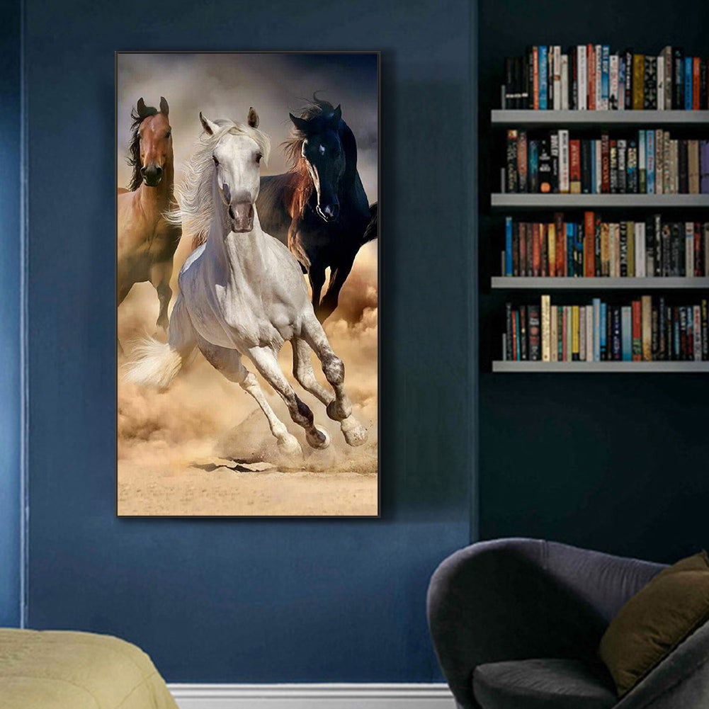 Three Galloping Wild Horses - Full Round Drill Diamond Painting 45*80CM