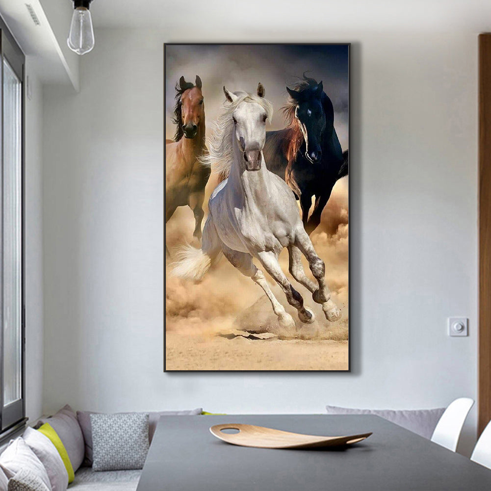 Three Galloping Wild Horses - Full Round Drill Diamond Painting 45*80CM