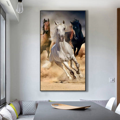Three Galloping Wild Horses - Full Round Drill Diamond Painting 45*80CM