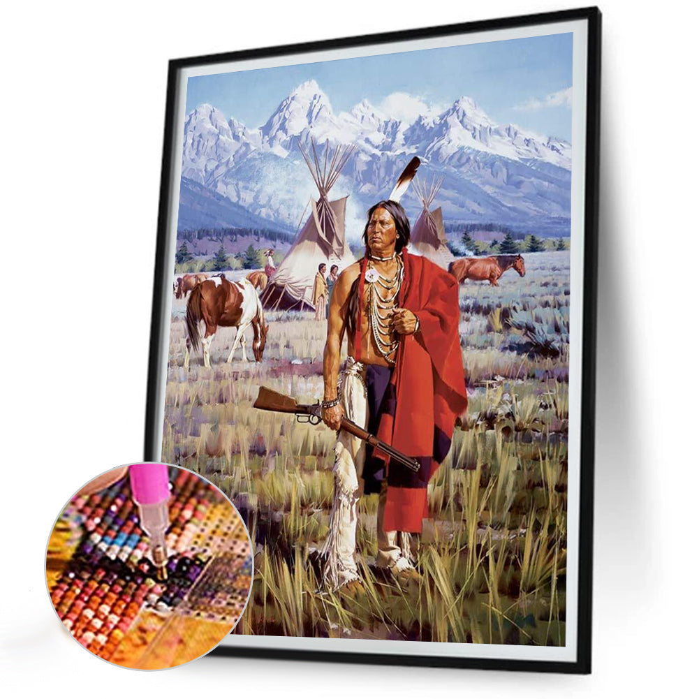 Indians - Full Round Drill Diamond Painting 30*40CM