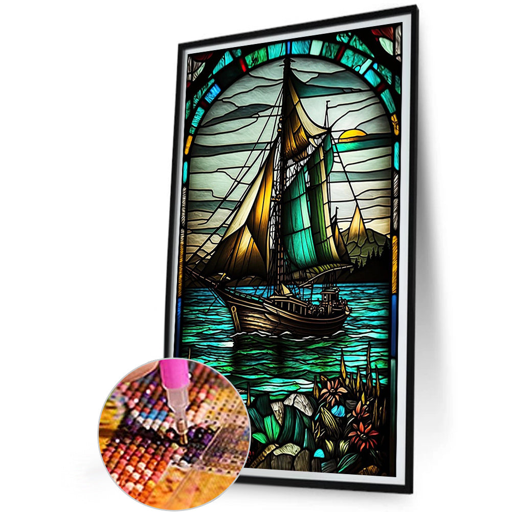 Sailboat - Full Round Drill Diamond Painting 30*50CM