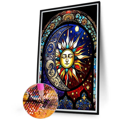 Sun And Moon Glass Painting - Full Round Drill Diamond Painting 40*60CM