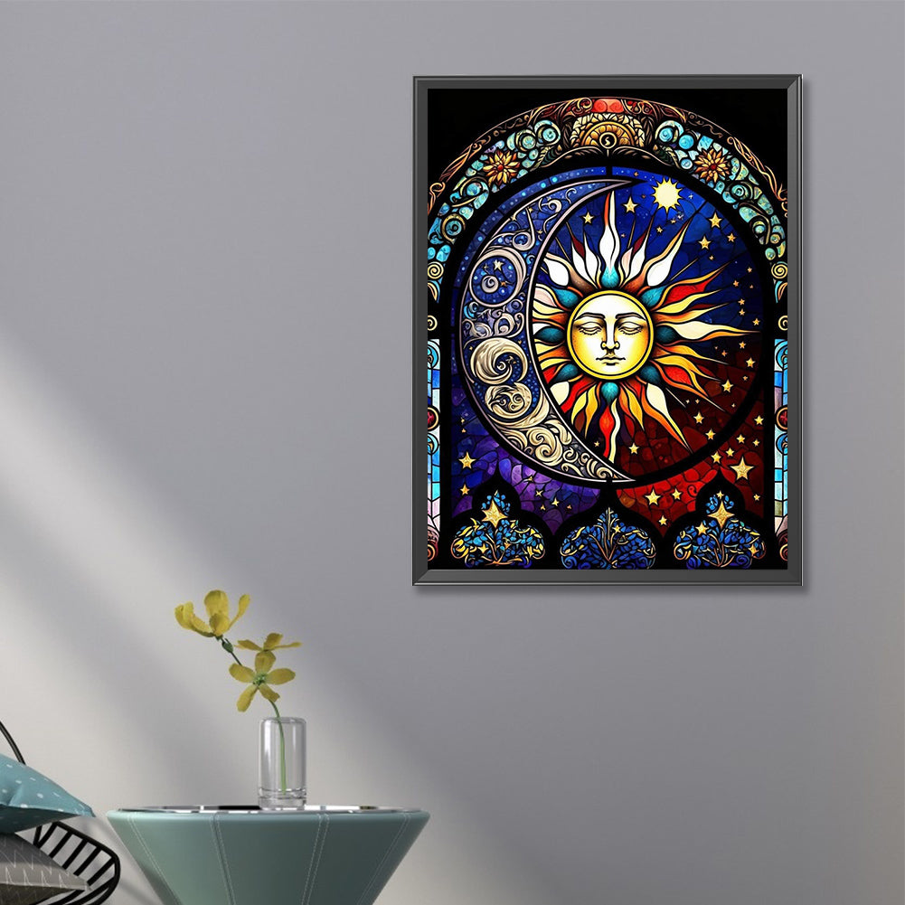 Sun And Moon Glass Painting - Full Round Drill Diamond Painting 40*60CM