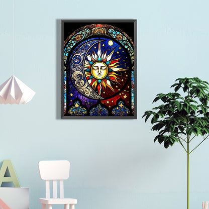 Sun And Moon Glass Painting - Full Round Drill Diamond Painting 40*60CM