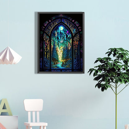 Tranquil Forest Glass Painting - Full Round Drill Diamond Painting 40*60CM