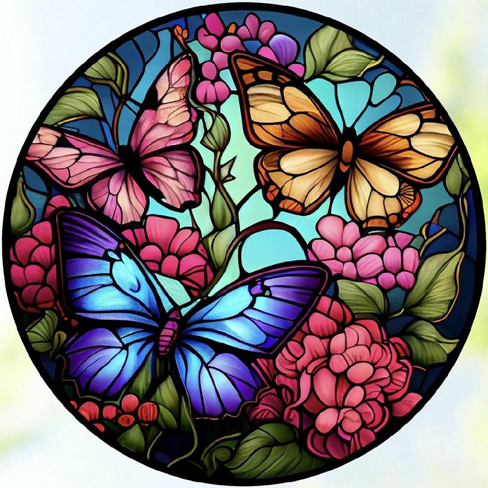 Butterfly Glass Painting - Full Round Drill Diamond Painting 40*40CM