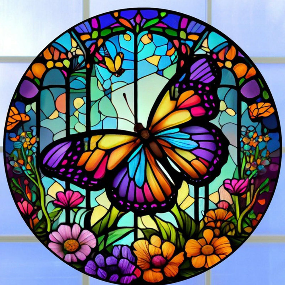 Butterfly Glass Painting - Full Round Drill Diamond Painting 40*40CM