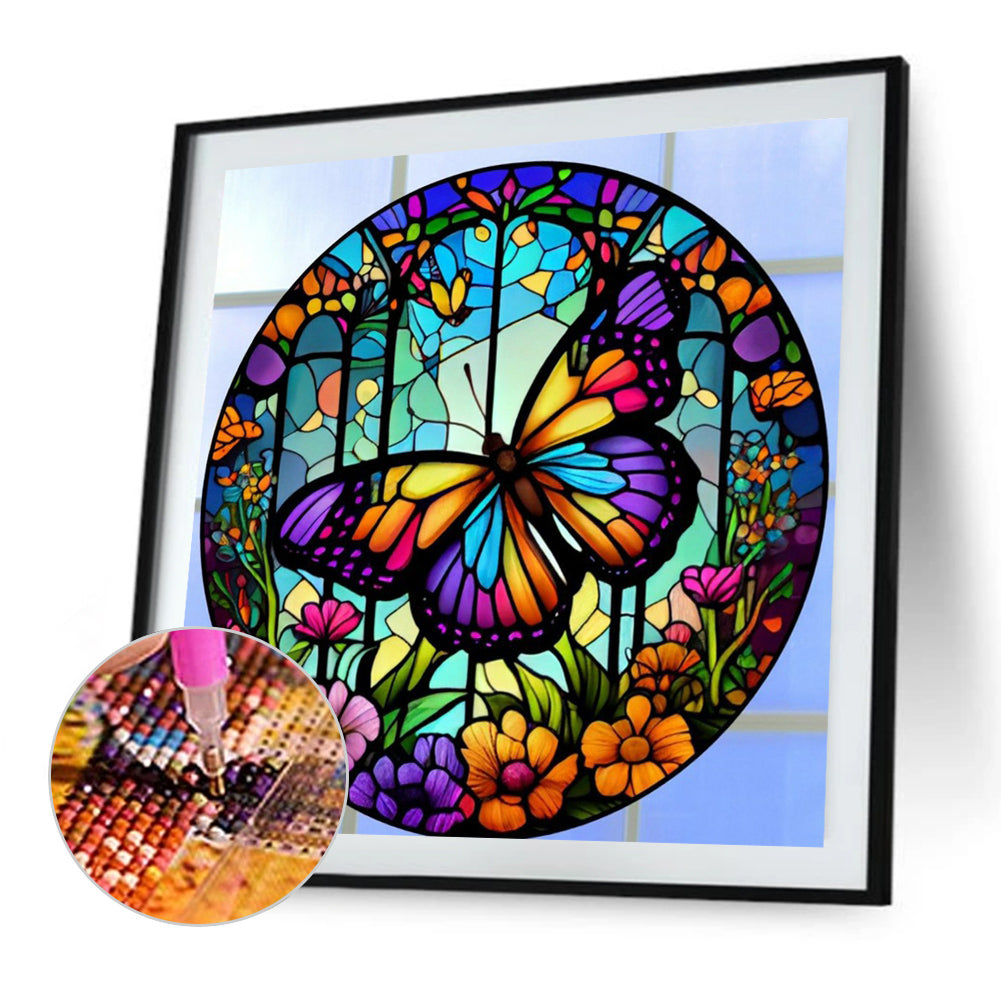 Butterfly Glass Painting - Full Round Drill Diamond Painting 40*40CM