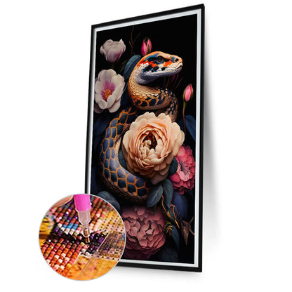 Snake And Flowers - Full Square Drill Diamond Painting 40*80CM