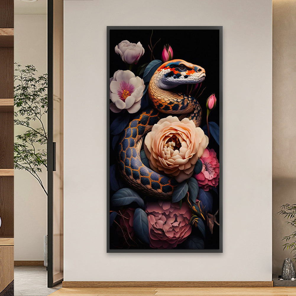 Snake And Flowers - Full Square Drill Diamond Painting 40*80CM