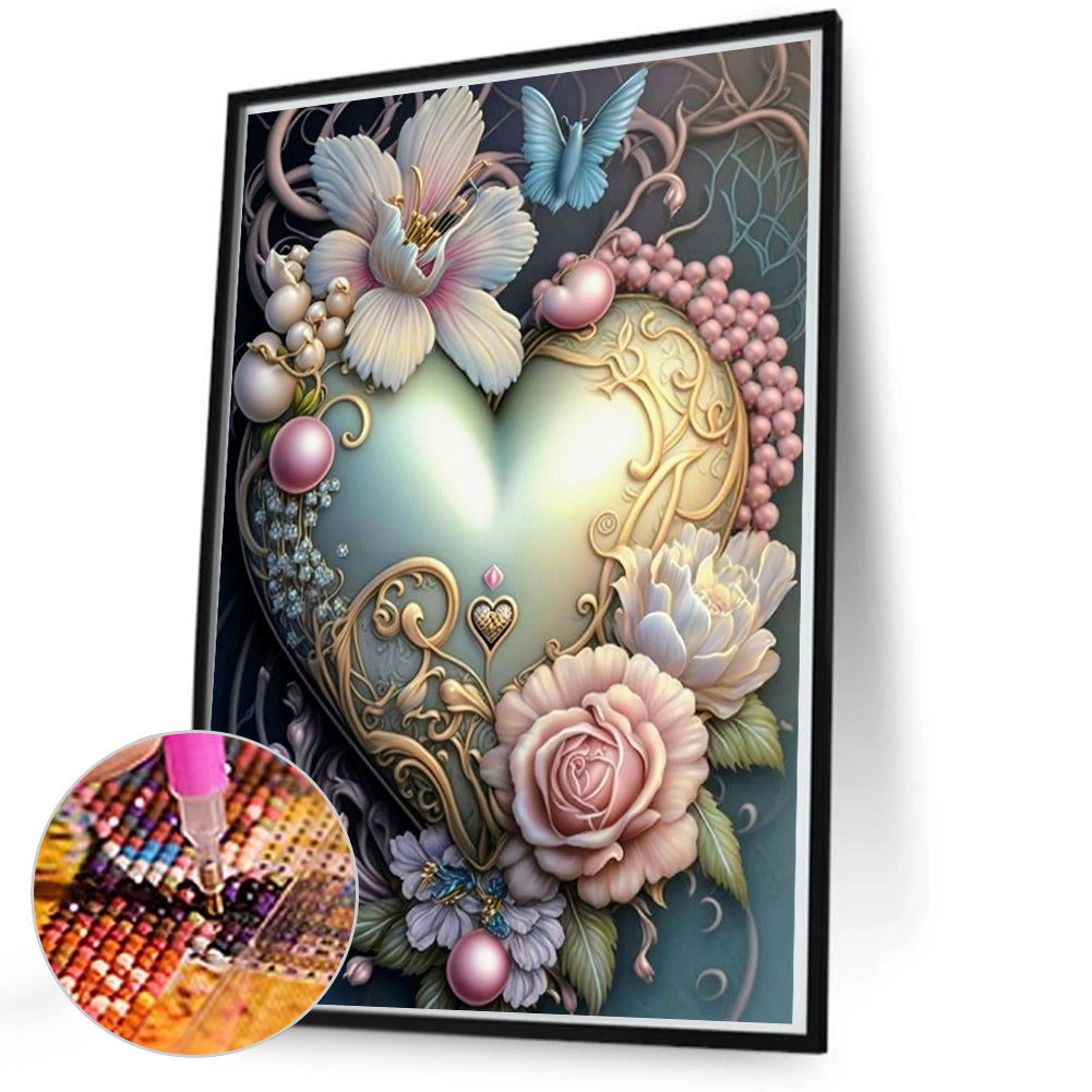 Love Flower Frame - Full Round Drill Diamond Painting 50*70CM