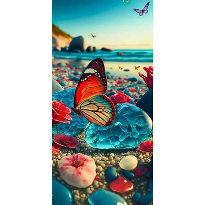 Pebbles And Butterflies - Full Round Drill Diamond Painting 40*80CM