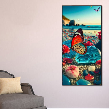 Pebbles And Butterflies - Full Round Drill Diamond Painting 40*80CM