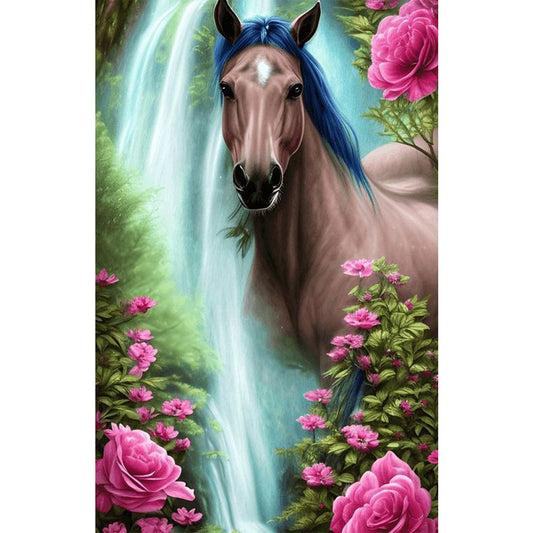 Waterfall Horse - Full Round Drill Diamond Painting 45*70CM