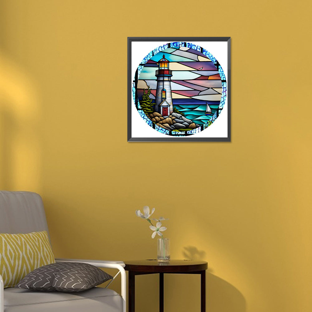 Lighthouse Glass Painting - Full Round Drill Diamond Painting 30*30CM