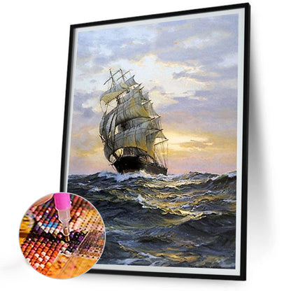 Sailing Boat - Full Round Drill Diamond Painting 30*40CM