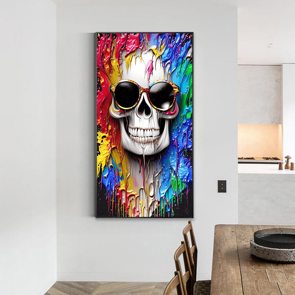 Personality Skull Wearing Sunglasses - Full Round Drill Diamond Painting 40*70CM