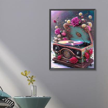 Flower Gramophone - Full Round Drill Diamond Painting 40*60CM