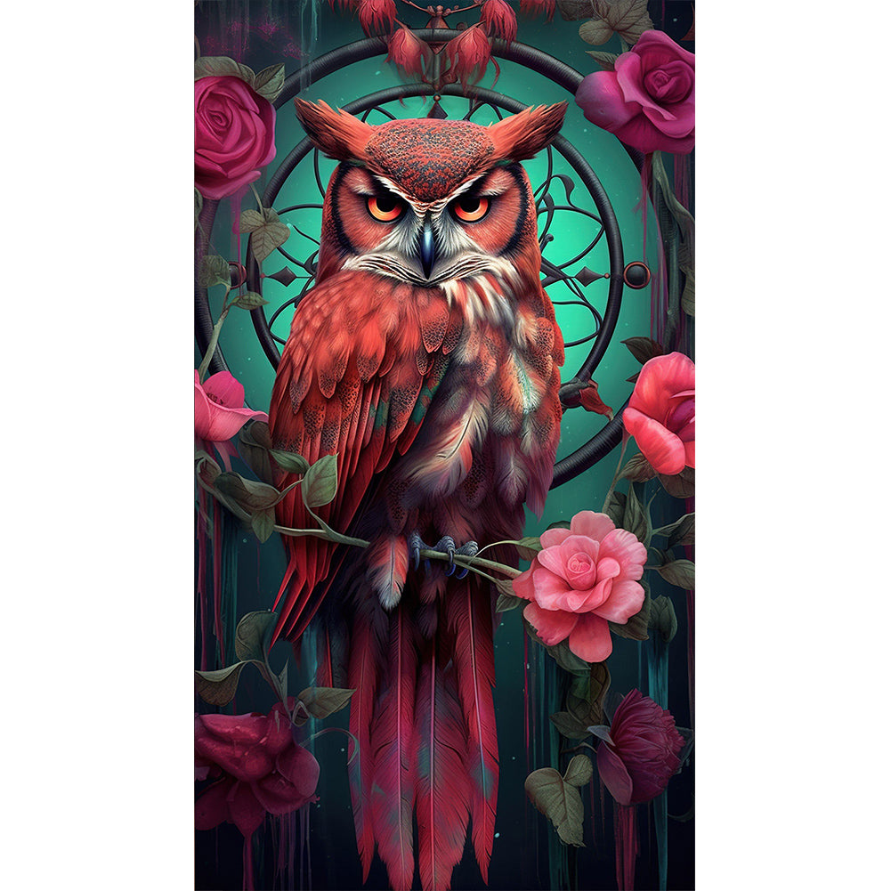 Flowers And Owls - Full Round Drill Diamond Painting 45*80CM