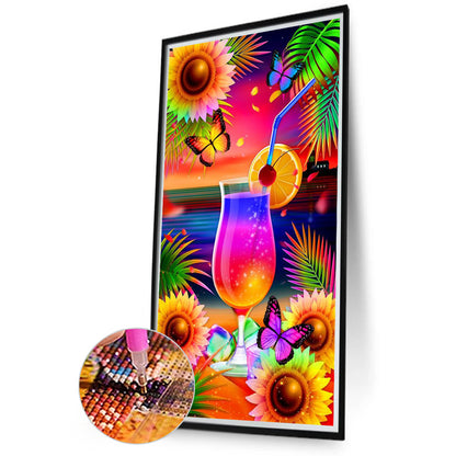 Abstract Rainbow Flowers With Juice - Full Round Drill Diamond Painting 45*80CM