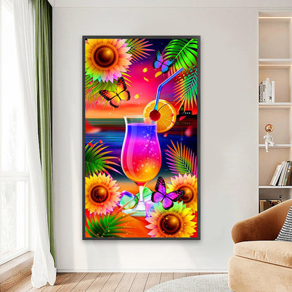 Abstract Rainbow Flowers With Juice - Full Round Drill Diamond Painting 45*80CM