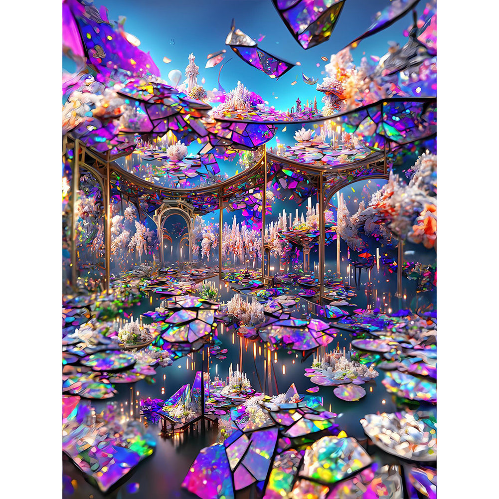 Glass Mirror Flower - Full Round Drill Diamond Painting 40*50CM