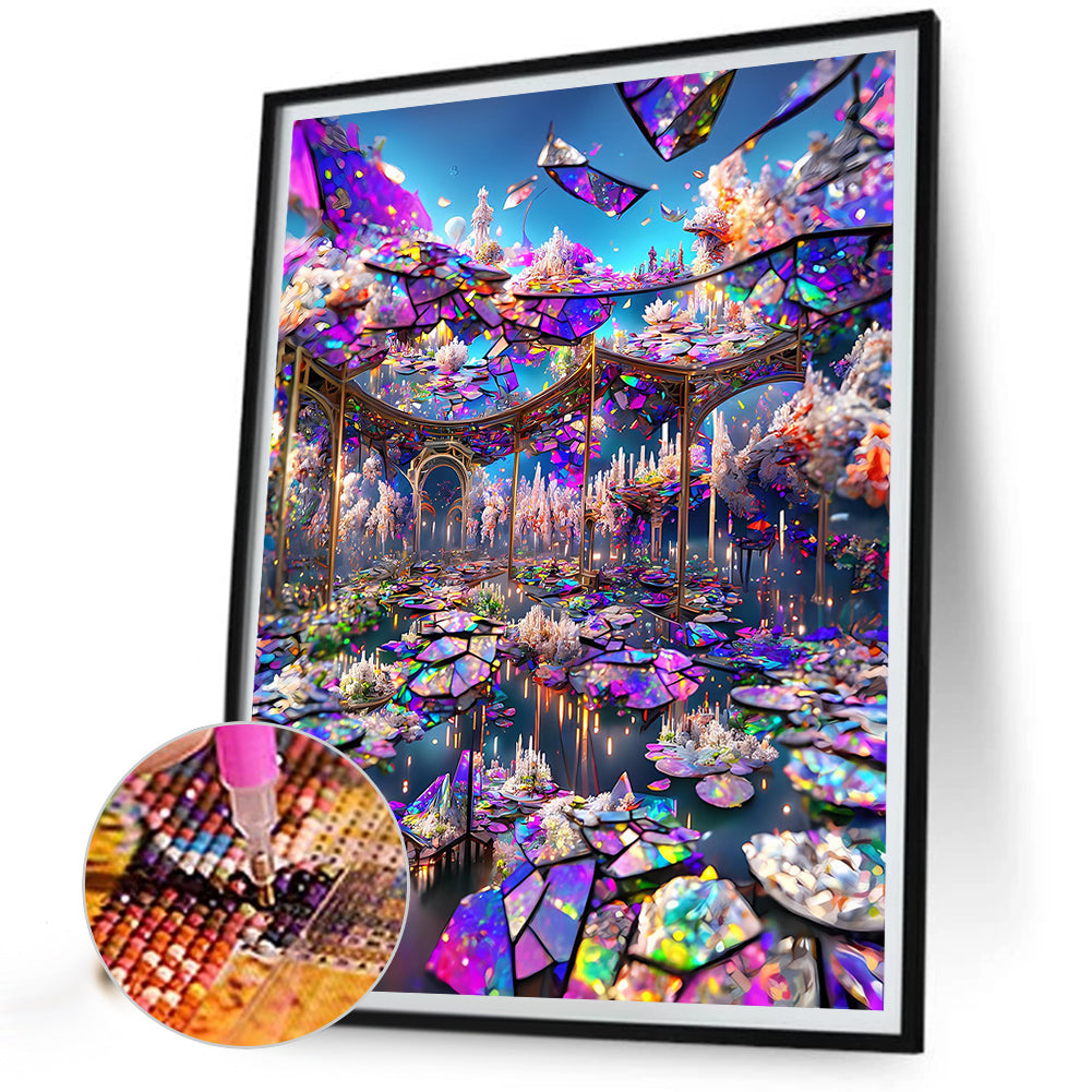 Glass Mirror Flower - Full Round Drill Diamond Painting 40*50CM