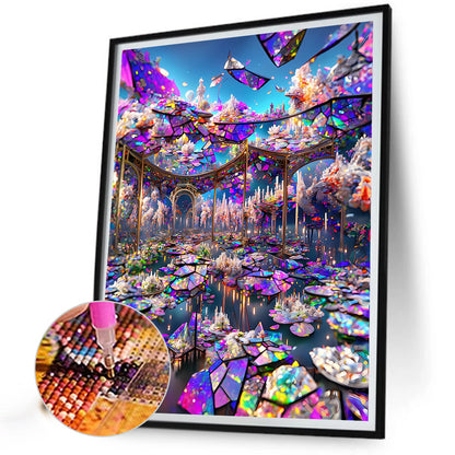 Glass Mirror Flower - Full Round Drill Diamond Painting 40*50CM