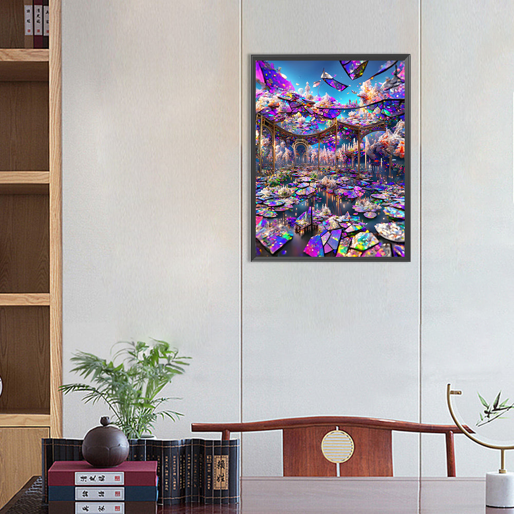 Glass Mirror Flower - Full Round Drill Diamond Painting 40*50CM