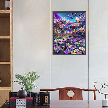 Glass Mirror Flower - Full Round Drill Diamond Painting 40*50CM