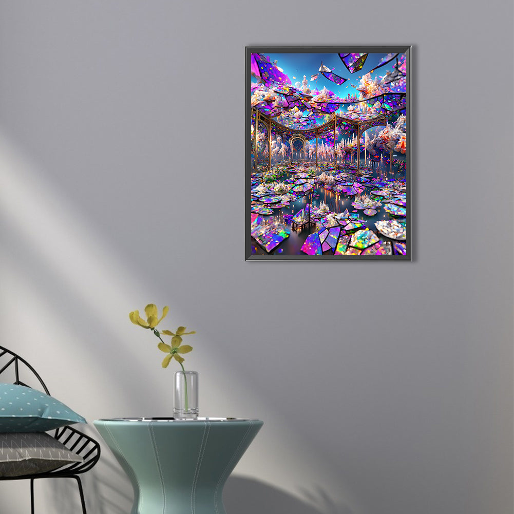 Glass Mirror Flower - Full Round Drill Diamond Painting 40*50CM