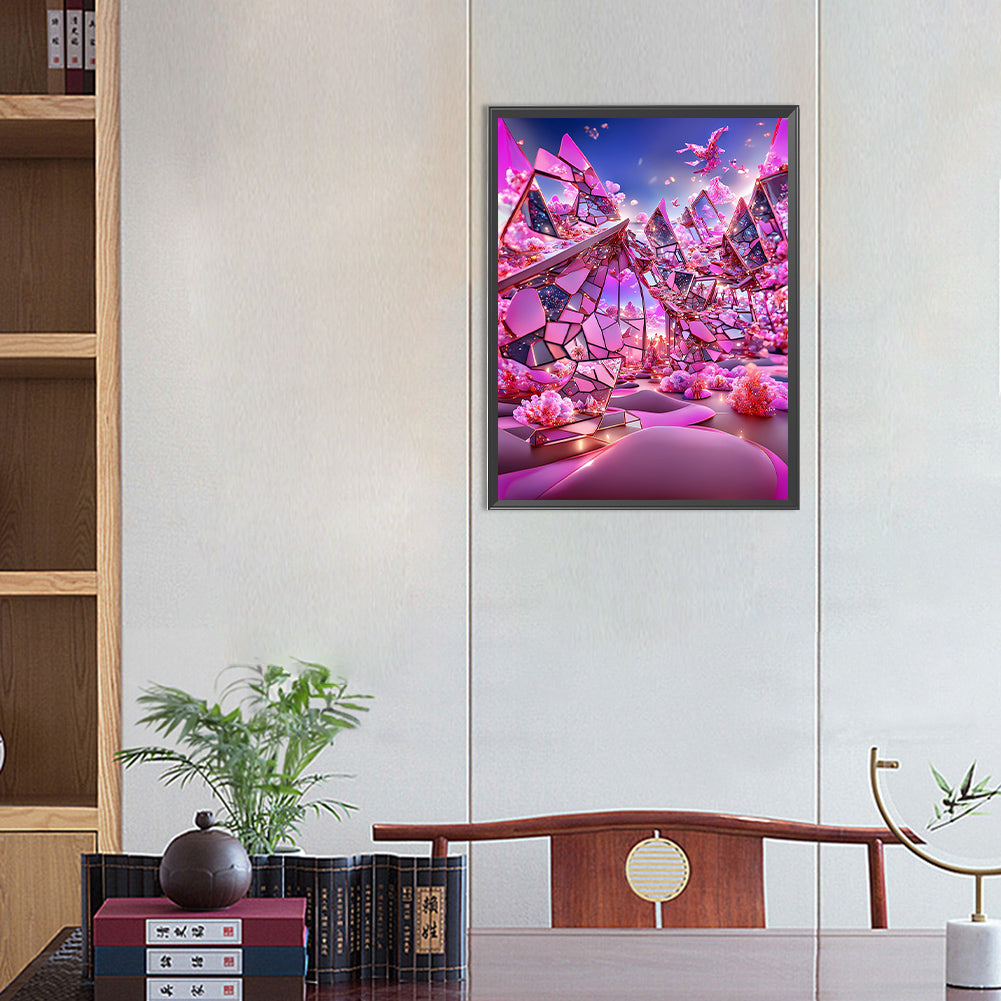 Glass Mirror Flower - Full Round Drill Diamond Painting 40*50CM
