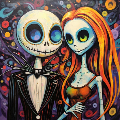 Skeleton Couple - Full Round Drill Diamond Painting 30*30CM