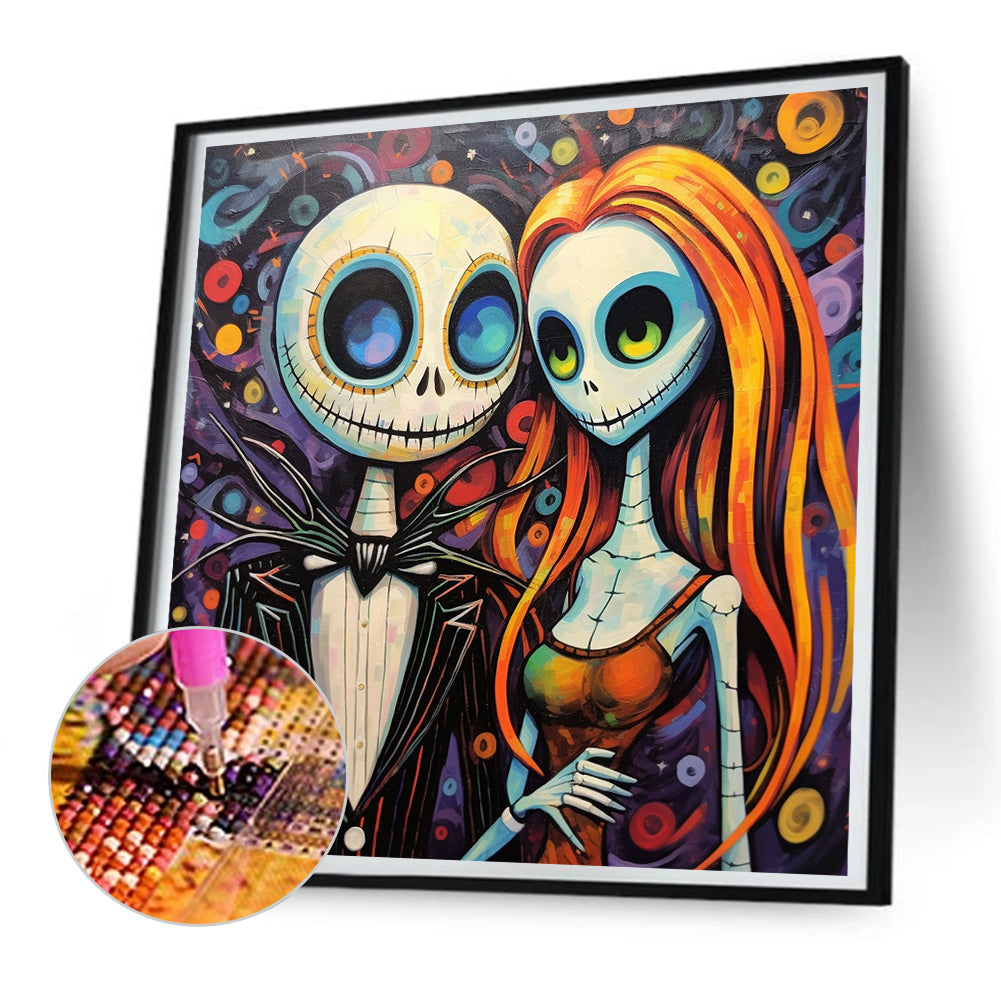 Skeleton Couple - Full Round Drill Diamond Painting 30*30CM