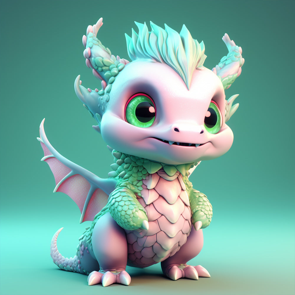 Little Green Dragon - Full Round Drill Diamond Painting 30*30CM