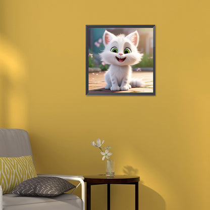 Little White Cat - Full Round Drill Diamond Painting 30*30CM