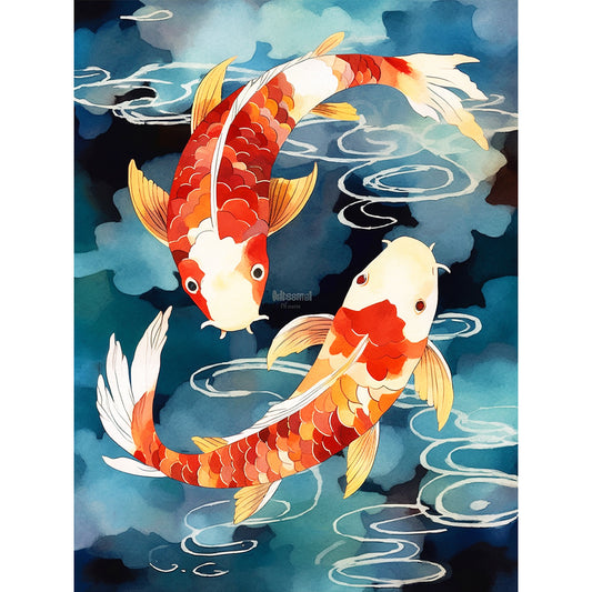 Koi Fish - Full Round Drill Diamond Painting 30*40CM